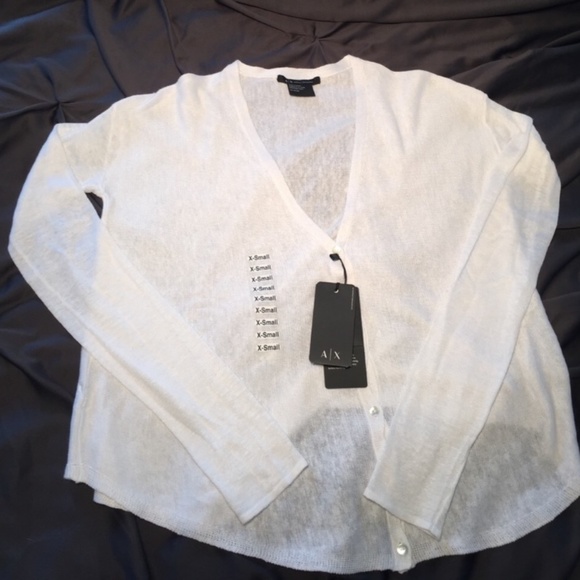 A\X Armini Exchange- Woman's VNeck Button Up Sweat - Picture 1 of 3